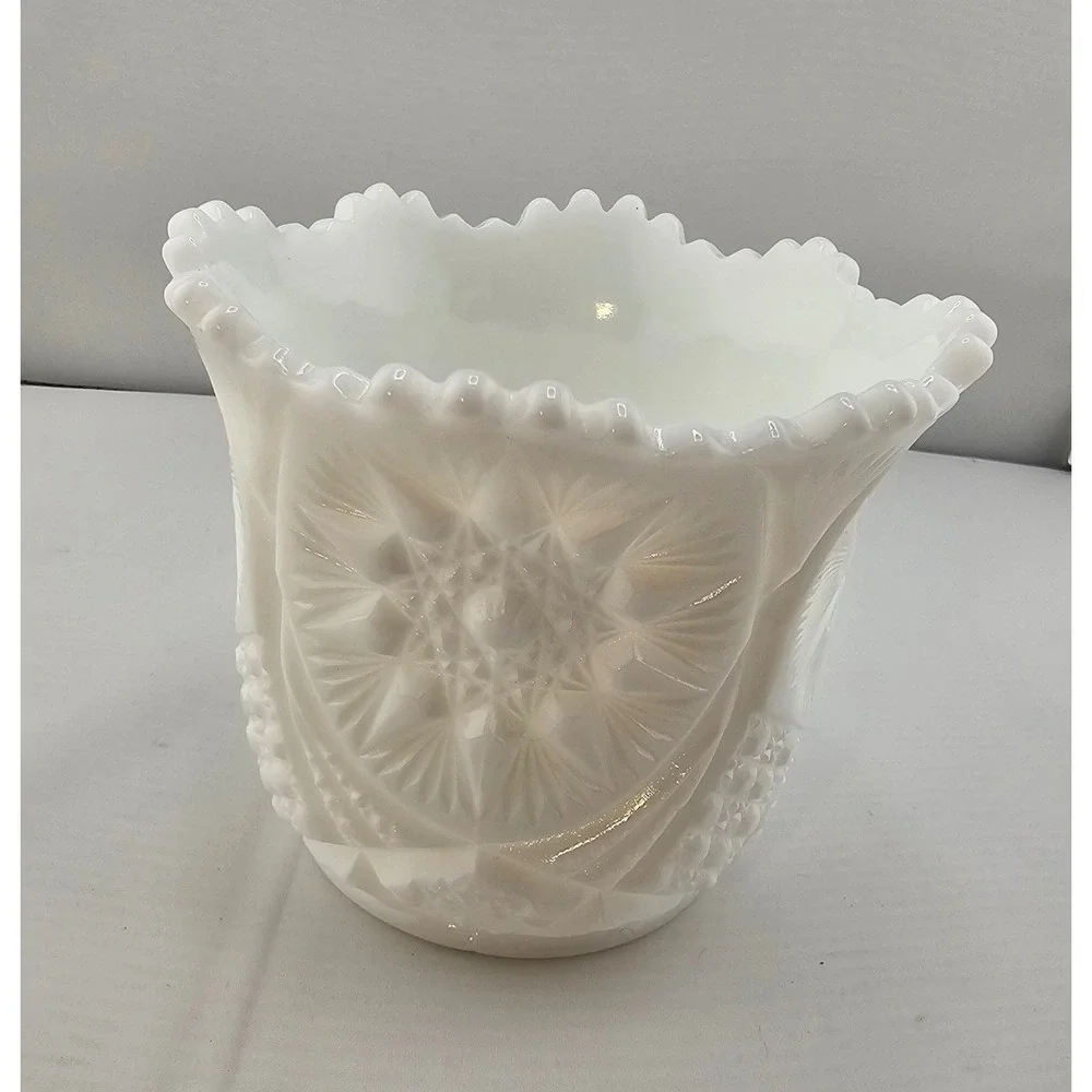 Vintage Milk Glass Creamer and Sugar Bowl Set Starburst mid-century‎ Farmhouse